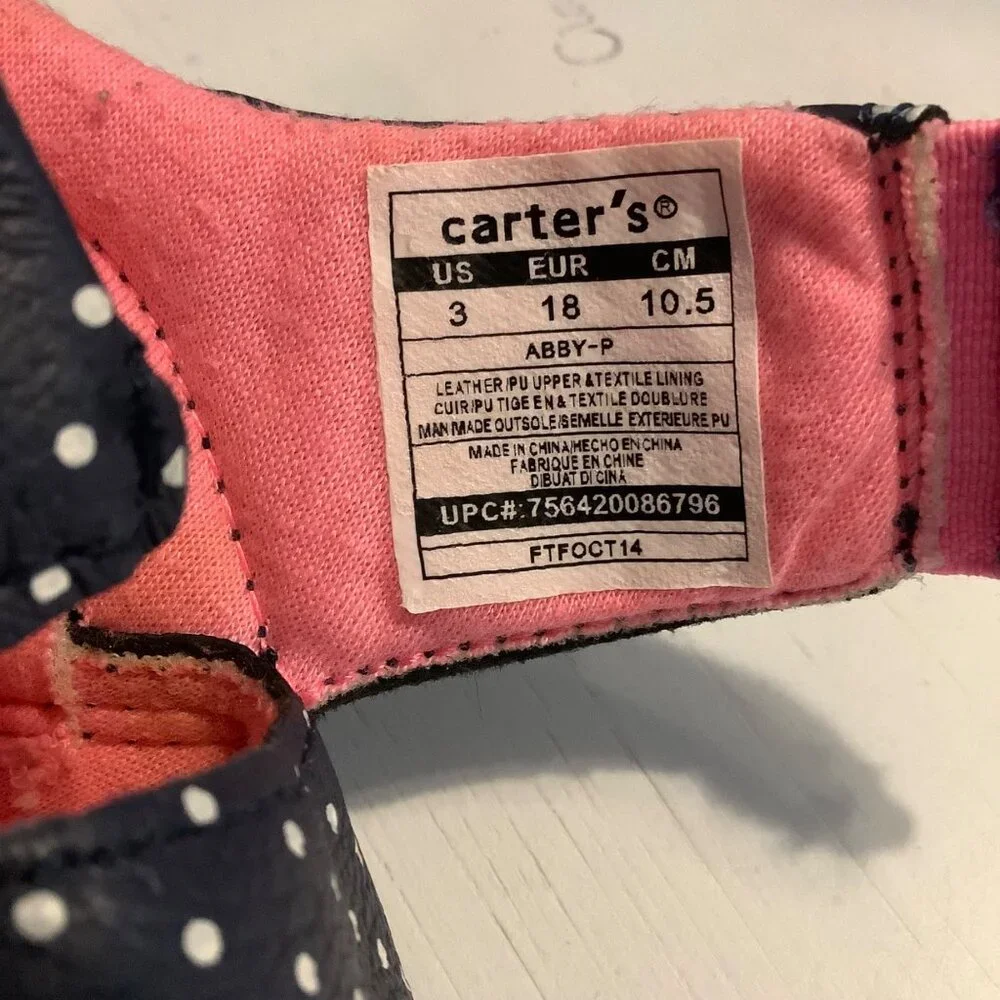 Carter's‎ ABBY Every Step Leather Blend Crawl Shoe Infant Baby Girl 3 Polka Dot